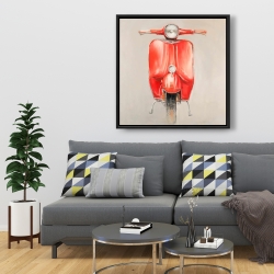 Framed 36 x 36 - Small red moped