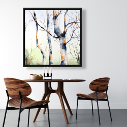 Framed 36 x 36 - Three small birch trees