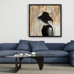 Encadré 36 x 36 - Audrey hepburn avec un grand chapeau