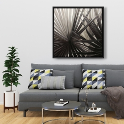 Framed 36 x 36 - Grayscale tropical plants