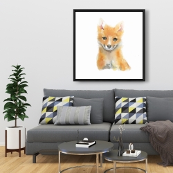 Framed 36 x 36 - Watercolor baby fox