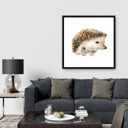 Framed 36 x 36 - Watercolor hedgehog