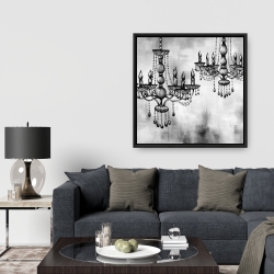 Framed 36 x 36 - Two crystal chandeliers