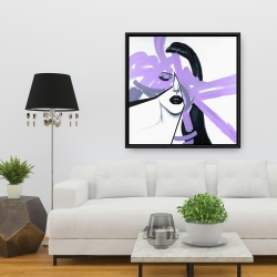 Framed 36 x 36 - Abstract purple woman portrait