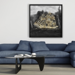 Framed 36 x 36 - Illustration of a  old sailing ship