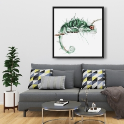 Framed 36 x 36 - Chameleon on the lookout