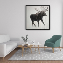 Framed 36 x 36 - Walking moose 