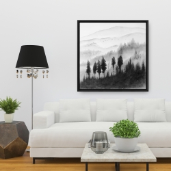 Framed 36 x 36 - Landscape mono in watercolor