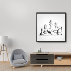 Framed 36 x 36 - Chess game pieces