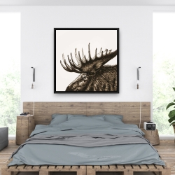 Framed 36 x 36 - Moose plume sepia