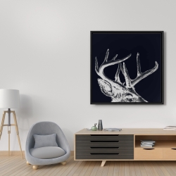 Framed 36 x 36 - Blue roe deer plume