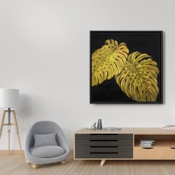 Framed 36 x 36 - Gold monstera