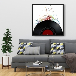 Framed 36 x 36 - Notes escaping from a vinyl record