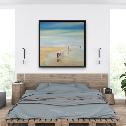 Framed 36 x 36 - Children at the beach