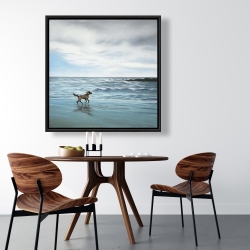 Framed 36 x 36 - Dog on the beach