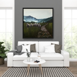 Encadré 36 x 36 - Moutons à la campagne