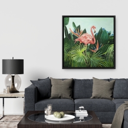 Framed 36 x 36 - Tropical flamingo