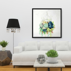 Framed 36 x 36 - Bird cage with cactus
