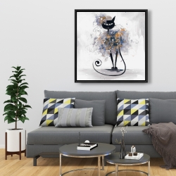 Framed 36 x 36 - Cartoon black cat