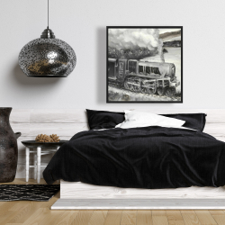 Framed 36 x 36 - Vintage passenger locomotive 