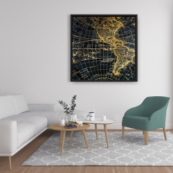 Encadré 36 x 36 - Globe terreste bleu et doré
