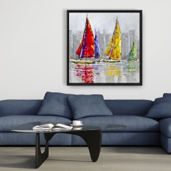 Framed 36 x 36 - Sailboats in the wind