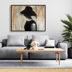 Encadré 36 x 48 - Audrey hepburn avec un grand chapeau