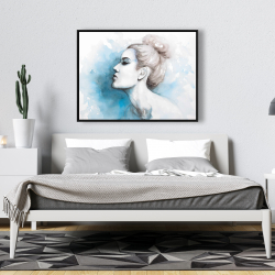 Framed 36 x 48 - Watercolor abstract girl profile view