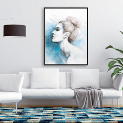 Framed 36 x 48 - Watercolor abstract girl profile view