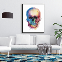Encadré 36 x 48 - Crâne coloré aquarelle