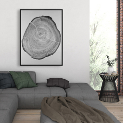 Framed 36 x 48 - Grayscale wood log
