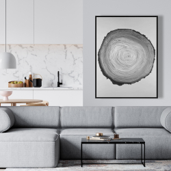 Framed 36 x 48 - Grayscale round wood log