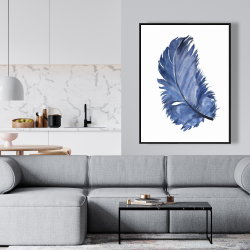 Framed 36 x 48 - Watercolor blue feather