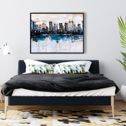 Framed 36 x 48 - Abstract city with reflection on water