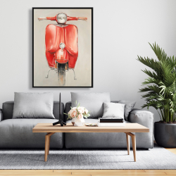 Framed 36 x 48 - Small red moped