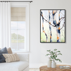 Framed 36 x 48 - Three small birch trees
