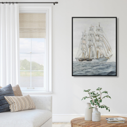 Framed 36 x 48 - Ship by a cloudy day