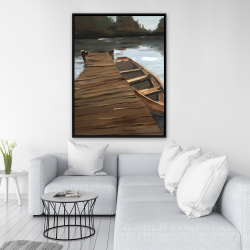 Framed 36 x 48 - Lake, dock and boat
