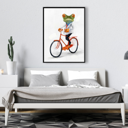 Encadré 36 x 48 - Drole de grenouille à vélo