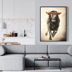Framed 36 x 48 - Bull running