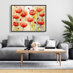 Framed 36 x 48 - Red flowers garden