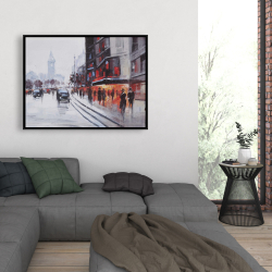 Encadré 36 x 48 - Scene de rue avec voitures