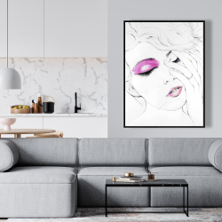 Encadré 36 x 48 - Portrait de femme avec maquillage rose