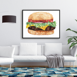 Framed 36 x 48 - Watercolor all dressed cheeseburger