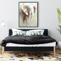 Framed 36 x 48 - Abstract elephant with paint splash