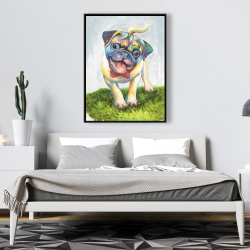 Framed 36 x 48 - Colorful smiling pug