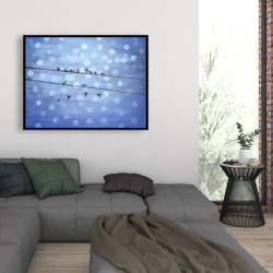 Encadré 36 x 48 - Oiseaux sur ciel bleu scintillant