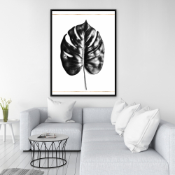 Encadré 36 x 48 - Philodendron à feuilles divisées avec lignes dorées