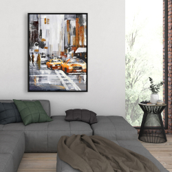 Encadré 36 x 48 - Rue de ville abstraite avec taxis jaunes