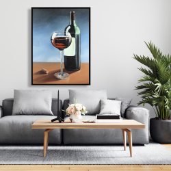 Framed 36 x 48 - Bottle of bourgogne with whine glass